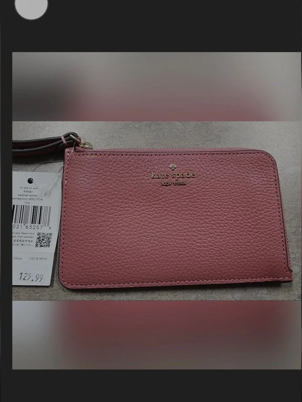 kate spade New York Pink Pebbled Leather Wristlet
